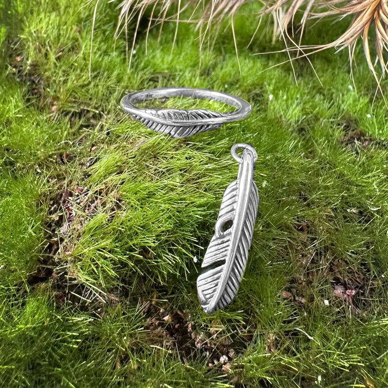 Sterling Silver Oxidized Feather Charm